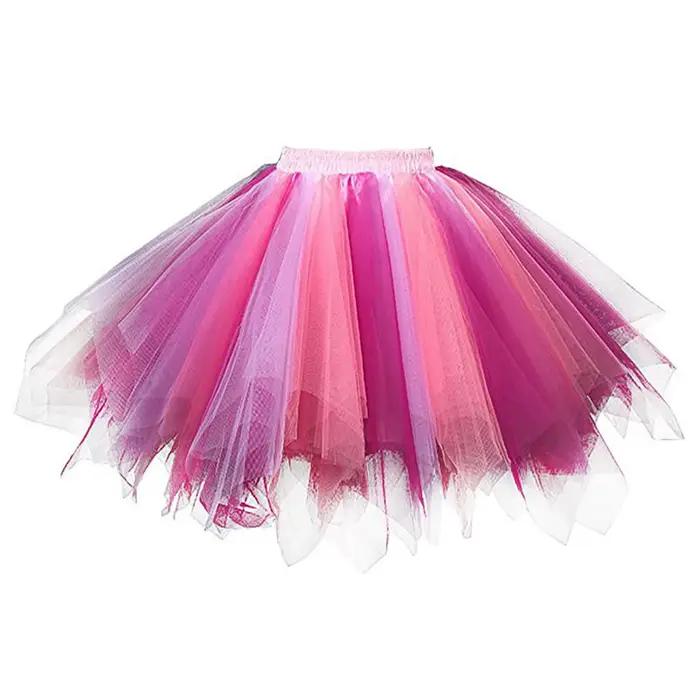 Femmes Tutu jupe mode Rave fête carnaval été taille haute maille jupes plissée Mini