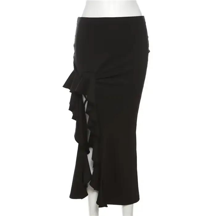 Jupe mi-longue taille haute pour femme