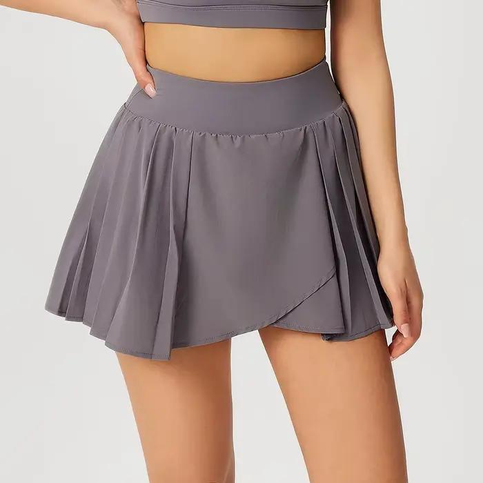 Jupe-short de sport taille haute pour femme, nouvelle collection été, avec short intégré anti-transparence, séchage rapide, coupe trapèze, pour fitness et yoga