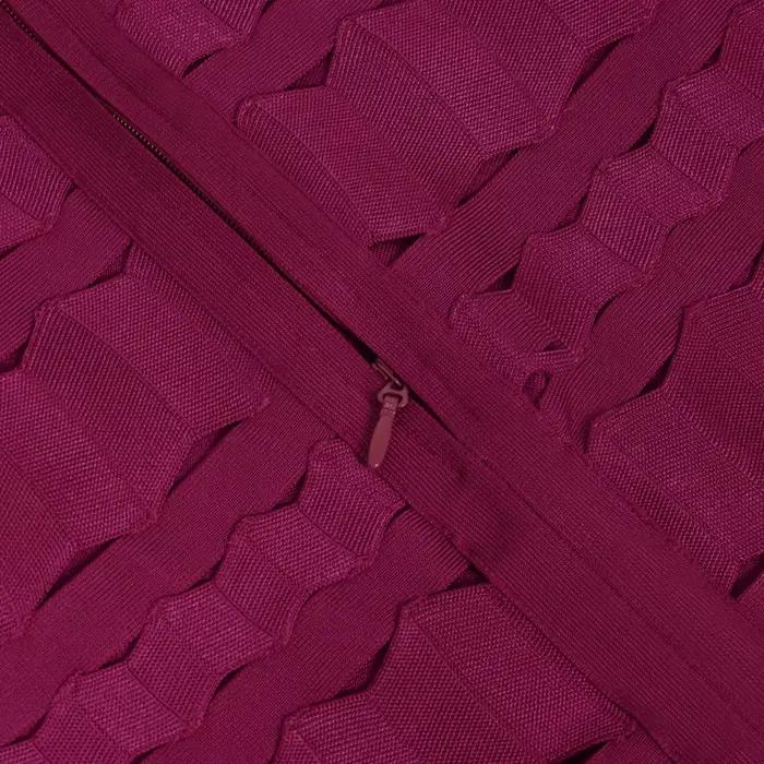 Mini-jupe élégante à bandes rouge vin – Jupe moulante taille haute à ourlet festonné pour femme