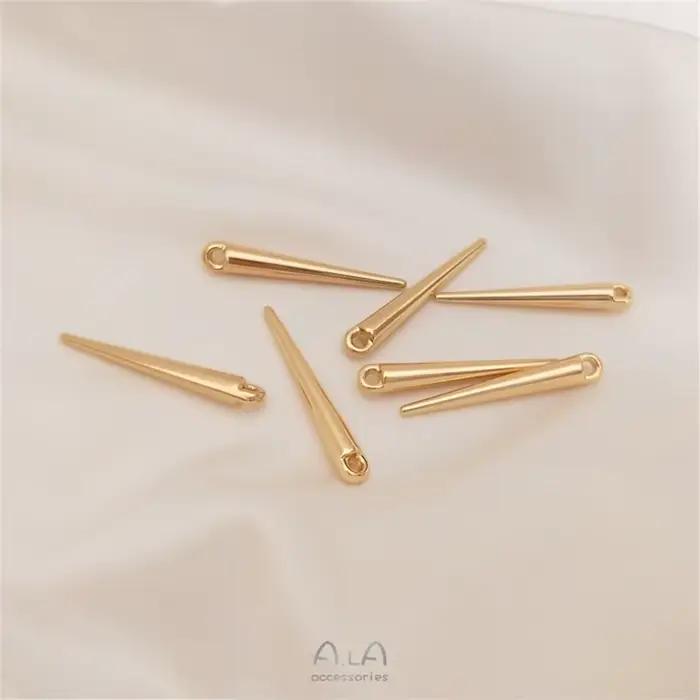 Long pendentif conique plaqué or 14 carats pour ongles, clou de poivre, clou de saule, collier de bricolage, boucles d'oreilles