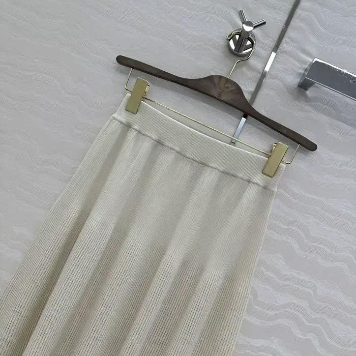 Jupe midi en tricot taille haute pour femme, coupe trapèze, unie, décontractée, pour l'été