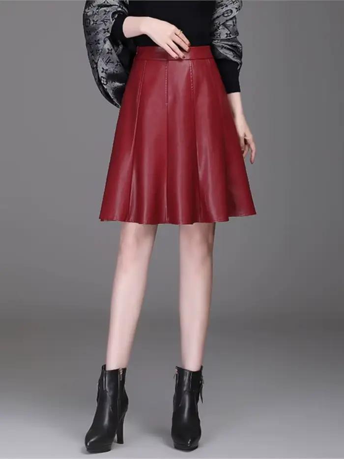 ZUZK femmes Pu cuir jupe courte printemps automne dame taille haute tout-Match