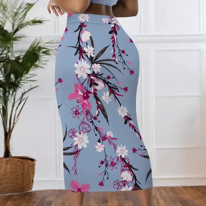 Jupe midi à imprimé floral