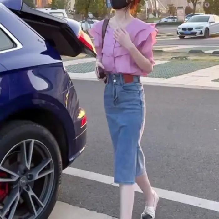 Femme élégante jupe en jean Chic et élégant jupes