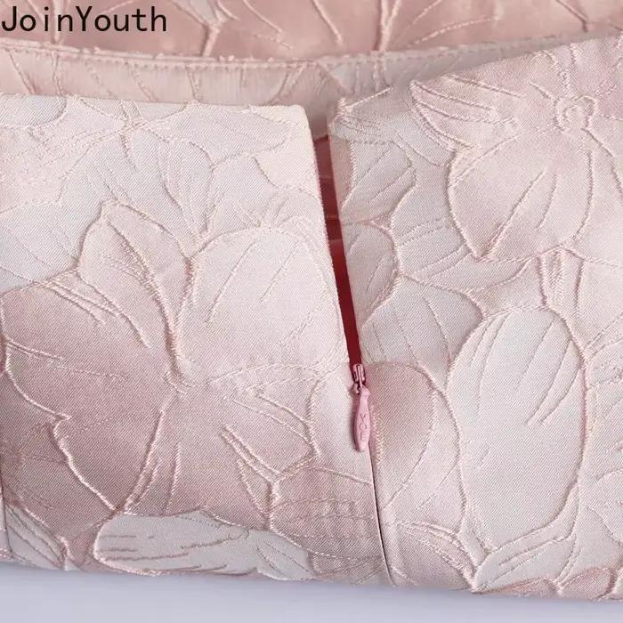 Jupe Jacquard pour femmes 2025 Faldas Mujer De Moda taille haute tunique rose