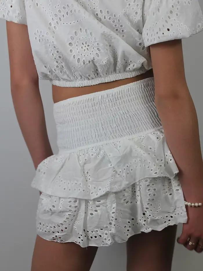 Mini jupe froncée pour femmes, ligne a, taille haute, jupe à volants superposés pour fête d'été, club, blanc, rose, multi, été 2024