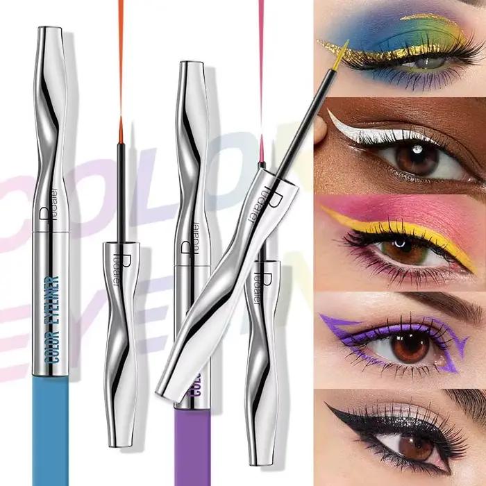 Eyeliner coloré liquide imperméable mat nacré liquide Eyeliner stylo longue durée vert jaune violet bleu blanc Eye Liner