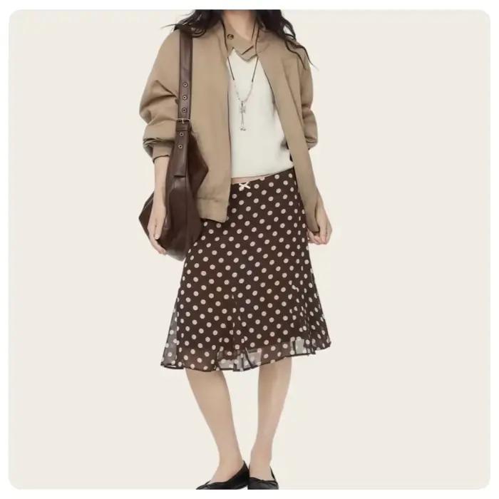 Jupe trapèze en mousseline de soie pour femme