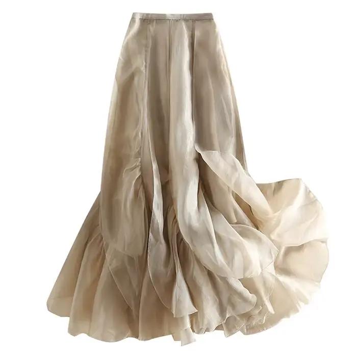 Jupe en gaze féerique légère haut de gamme, jupe Tutu mi-longue irrégulière taille haute