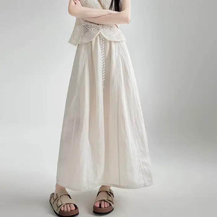 Nouvelles jupes longues décontractées japonaises en coton et lin pour femme