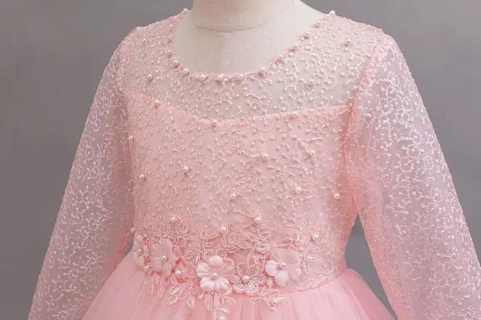 Nouvelle robe de mariée pour fille, robe de princesse longue en dentelle blanche, adaptée aux filles de 4 à 12 ans, robe de princesse pour concours de beauté