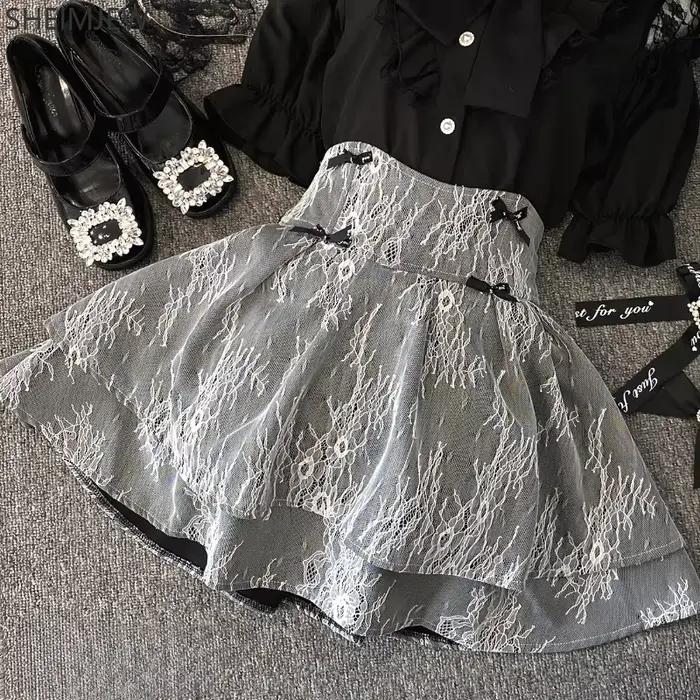 Japonais dentelle arc gonflé jupe courte lycée