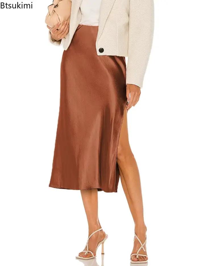 Jupes midi en satin pour femmes 2026 – Élégantes