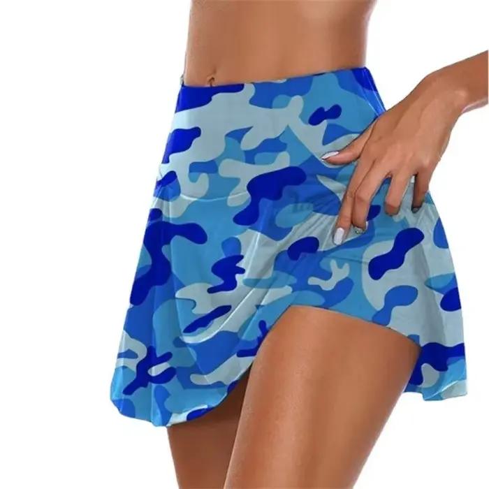 Jupe sportive féminine polyester plissée avec patchs travaillés pour danseurs et pratiquants de fitness