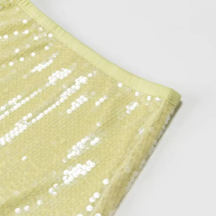 Mini-jupe brillante à sequins pour femme