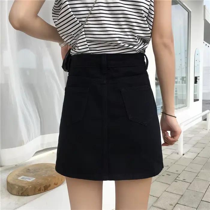 Jupe en jean style coréen pour femmes élégante trapèze vintage mode été chic Loisirs mince ajustement empire coupe régulière
