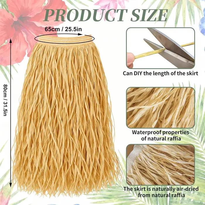 Lot de 4 jupes hula en raphia pour adultes (femmes et hommes)