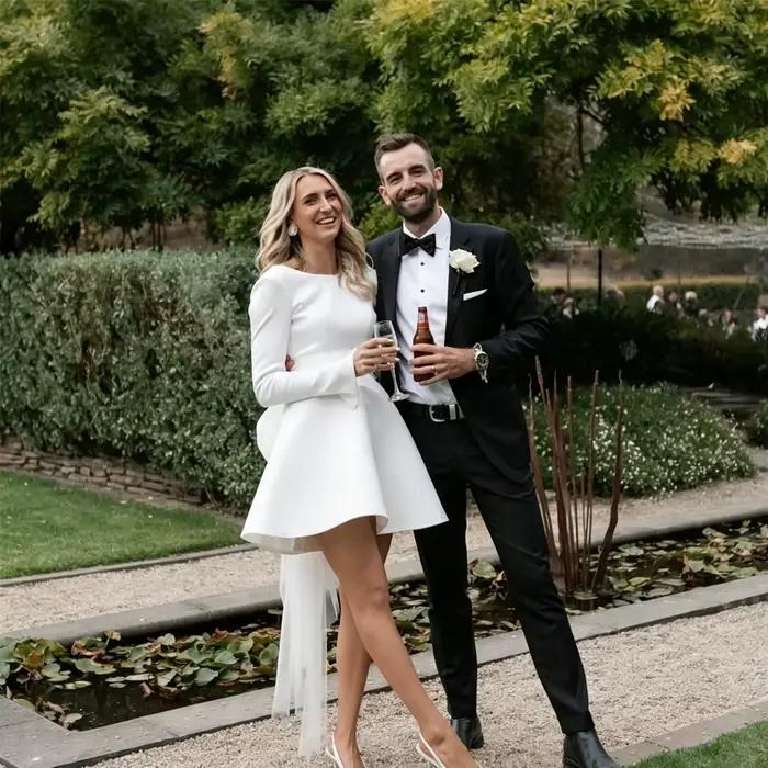 Robe De mariée trapèze avec nœud élégant pour femmes