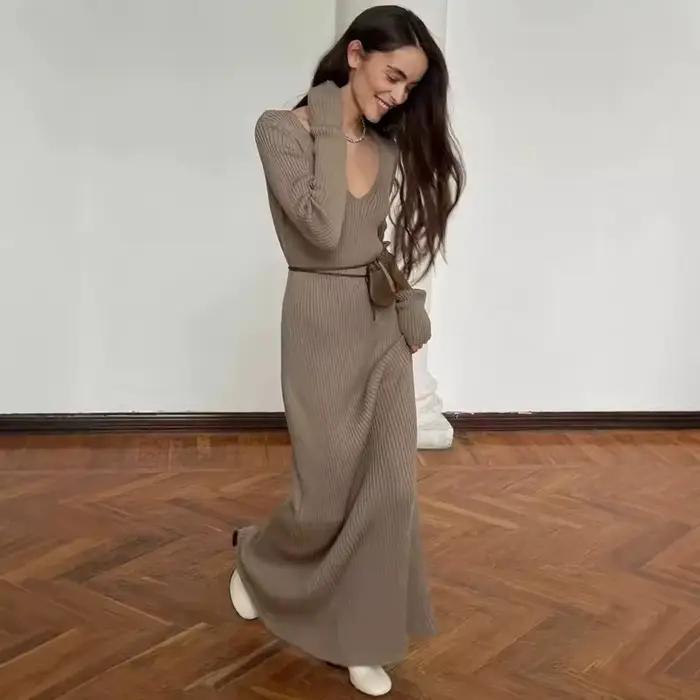 Jupe tricotée Slim à manches longues pour femmes