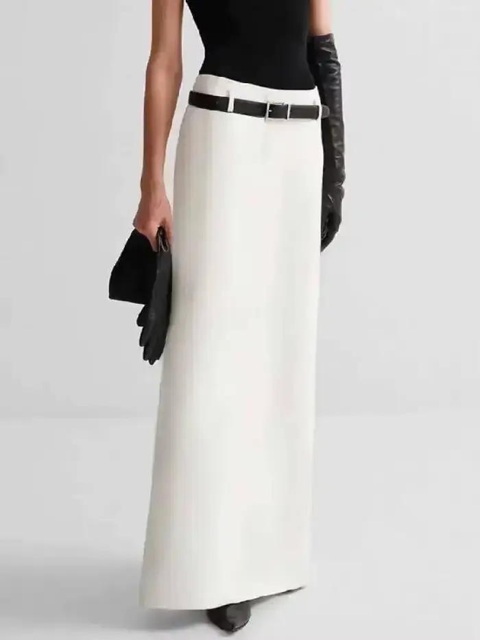Nouvelle Collection 2026 : Jupes Droites Élégantes Noires et Blanches pour Femme – Taille Haute Longues pour l'Été RMF8