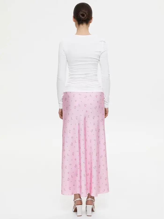 Jupe mi-longue imprimée à fleurs pour dames