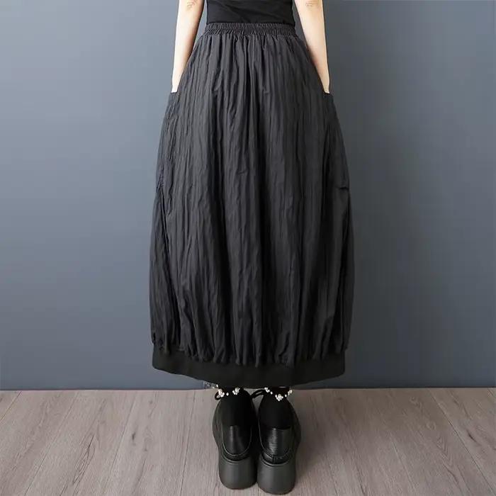 Noir vintage surdimensionné élastique taille haute décontracté ample longue femme printemps été automne jupes femmes 2025 jupe vêtements