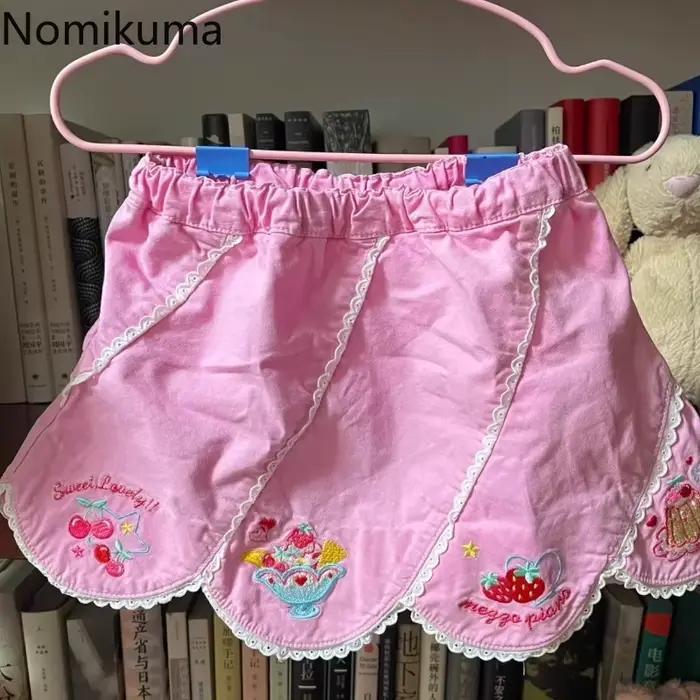 Mini Jupe femme 2025 Faldas Mujer De Moda dessin animé broderie mignon Saia mode japonaise