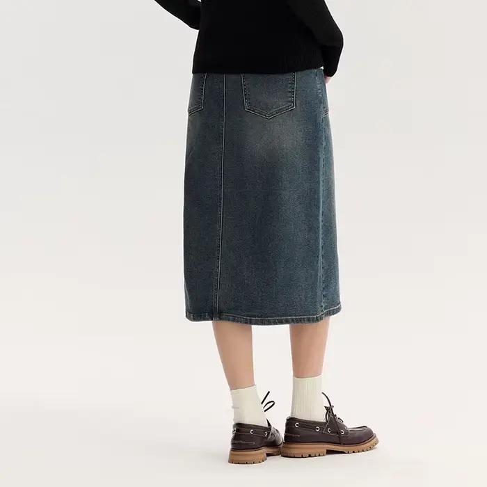 Jupe en jean fendue pour femme
