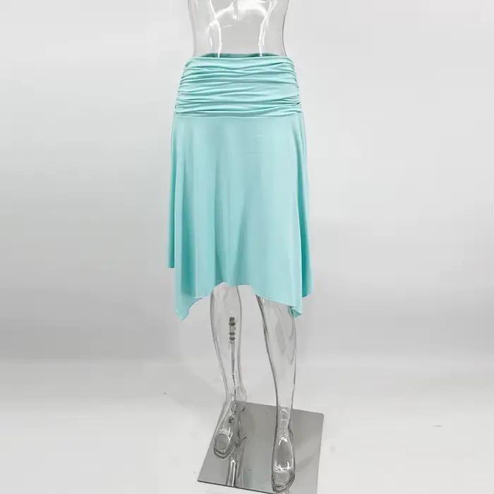 Ensemble 2 pièces d'été pour femme : Jupe asymétrique taille haute et crop top col en V