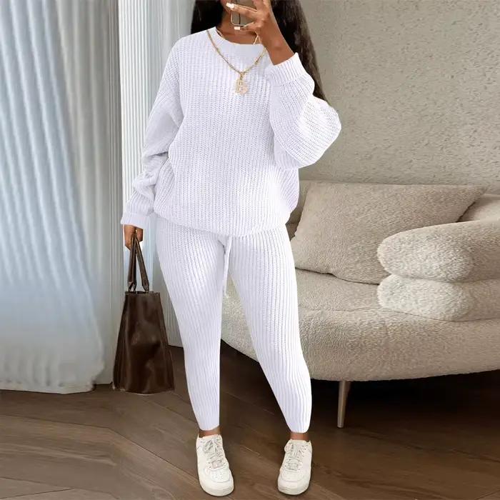 Ensemble deux pièces pull tricoté pour femmes