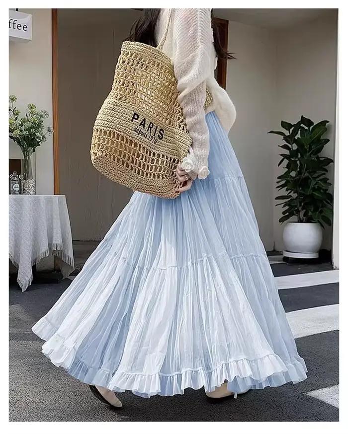 Jupe plissée élégante pour femme avec taille élastique