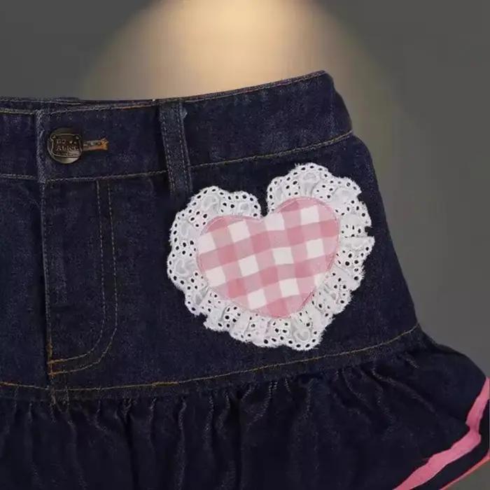 Jupe en jean plissée rose pour femmes
