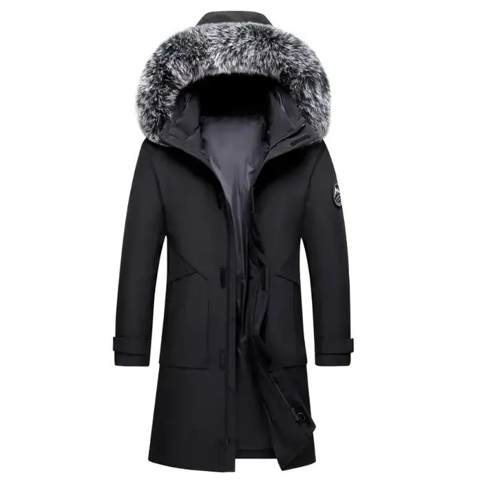 Veste longue coupe-vent en duvet de canard pour homme, pardessus chaud, veste à capuche, parkas multi-poches, automne, hiver