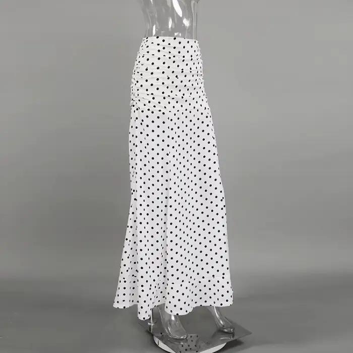 Jupe longue sirène élégante à pois pour femme