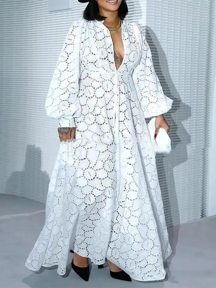 Robe Longue Blanche Élégante pour Femme Style Boho Maxi Ajustement Doux et Extensible Occasions Spéciales et Vacances