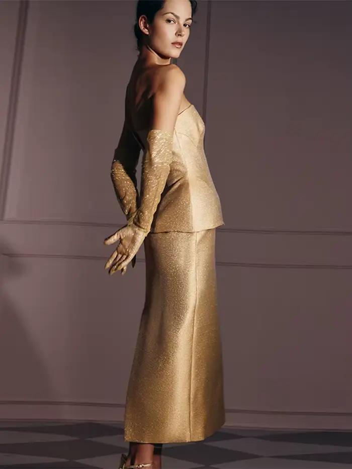 Couleur unie haut sans bretelles demi-jupe dame ensemble mince hauts sans manche taille haute jupes longues droites Sexy mode femmes nouveaux ensembles