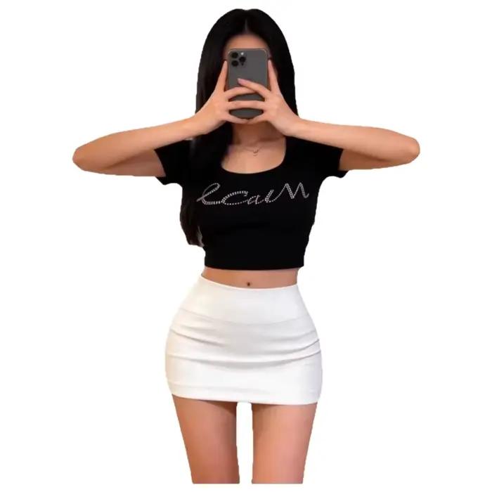 Jupe mini moulante blanche pour femme