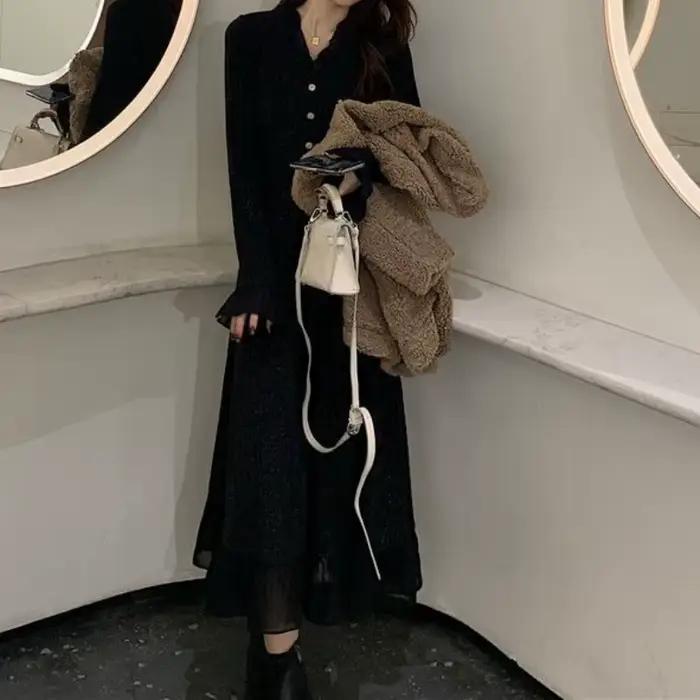 Jupe tricotée ajustée avec manteau