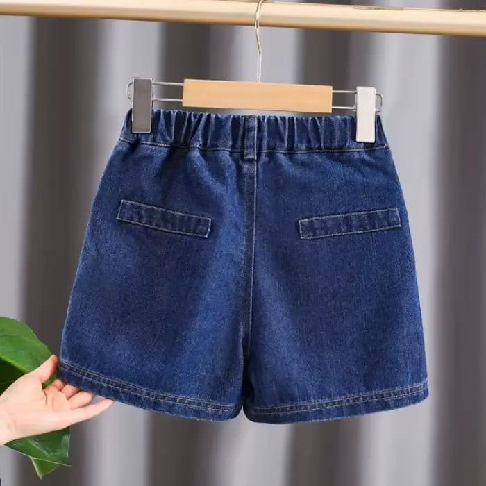 Jupe-short en jean plissée pour filles