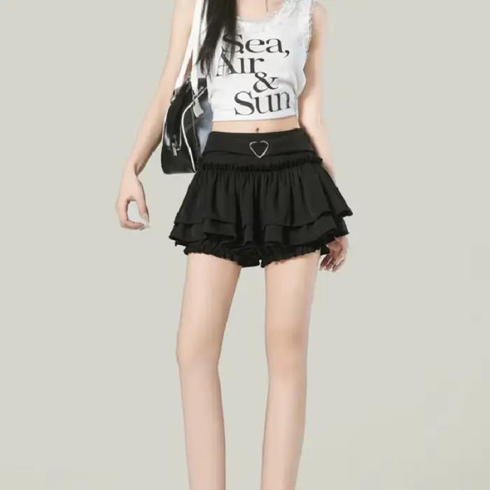 Jupes Femme à Volants Coupe Trapèze Taille Haute Design Chic Unique Mode Coréenne Streetwear Gothique Été Tendance Y2K