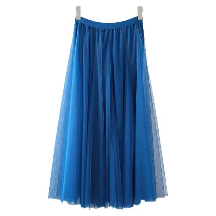 Jupe longue évasée plissée taille haute pour femme