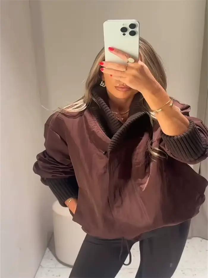 Cardigan élégant avec nœud à nouer pour femme, col en v, tricoté, contraste, manches longues, pulls, mode automne hiver 2025, vêtements d'extérieur pour dames