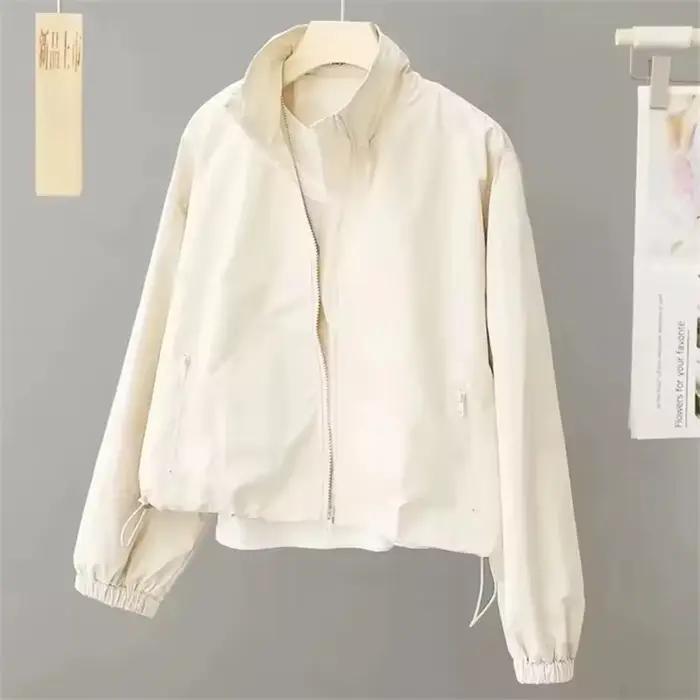 Femmes veste courte printemps automne nouveau décontracté Femme coupe-vent col montant outillage veste basique manteau à glissière hauts Gabardina Mujer