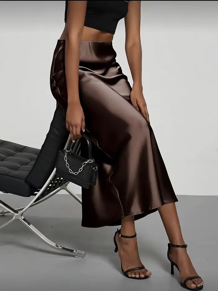 Jupe midi en satin pour femme