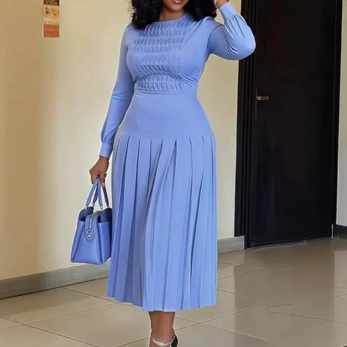 Robe mi-longue bleu clair pour femmes