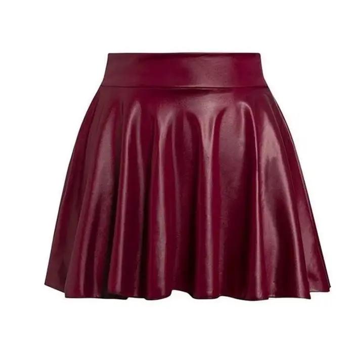 Mini jupe plissée taille haute en similicuir PU pour femmes, jupe slim sexy, jupes de fête