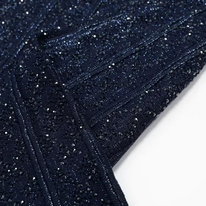 2661 Nouvelle Jupe Mi-longue Femme de Luxe en Tricot Élastique, Style Féminin, Manches Longues, Ornée de Strass, Coupe Ajustée, Grande Ampleur, Détails Creux