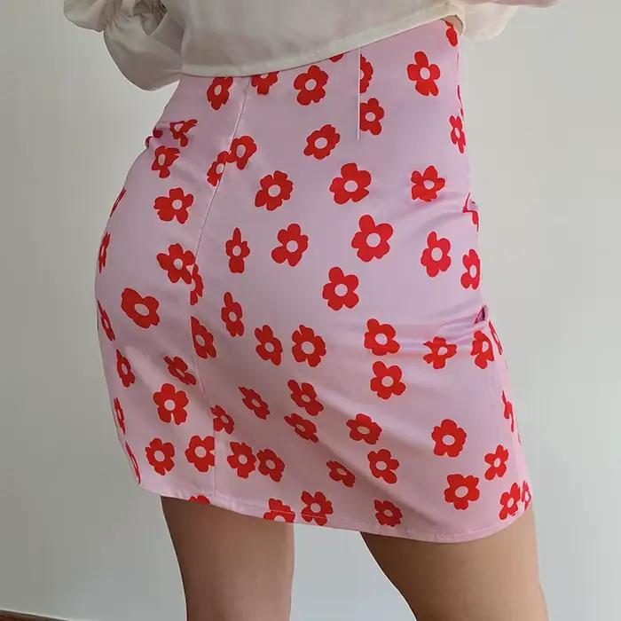 Mini jupe taille haute à imprimé floral pour femmes