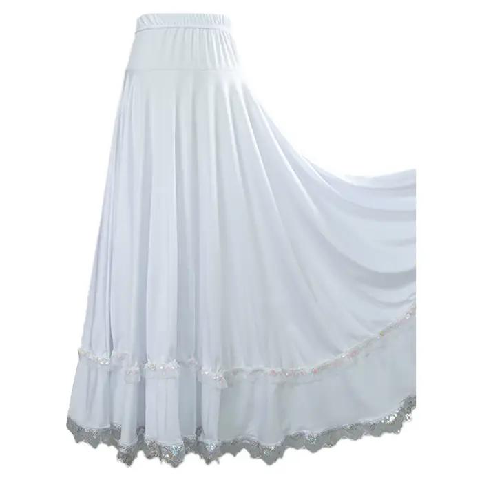 Femmes jupe de danse Flamenco cercle complet taille haute à volants jupes Maxi ventre carré